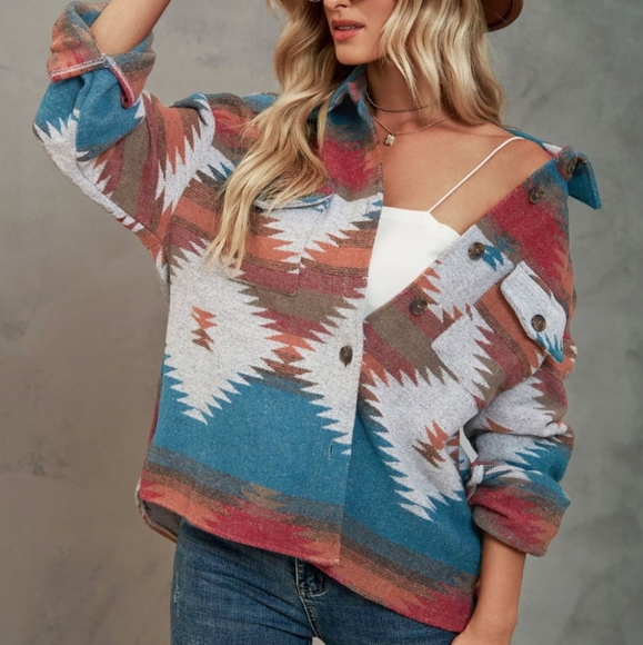 Tribal Treasures Collared Jacket - Blue - Picture 5 of 5